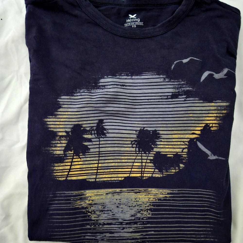 Hering Navy Blue Beachy Graphic T Shirt